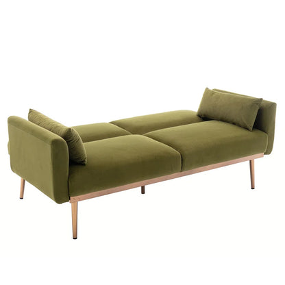 Futon: 68'' Wide Velvet Convertible Sofa