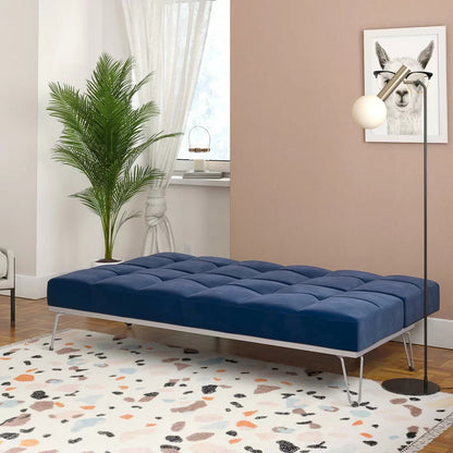 Futon: 69'' Wide Velvet  Convertible Sofa
