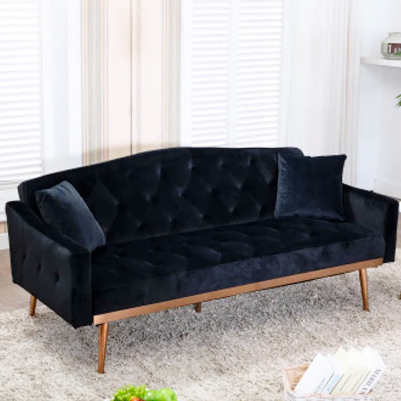Futon: 70'' Velvet Square Arm Sleeper Sofa