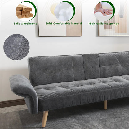 Futon: 75.03'' Wide  Convertible Sofa with Storage