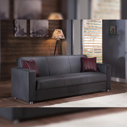 Futon  88'' Wide Faux Leatherette Convertible Sofa