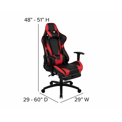 Gaming Chair: Red+Black Adjustable Reclining PC & Racing Game Chair