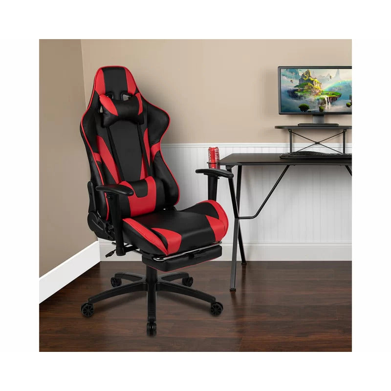 Gaming Chair: Red+Black Adjustable Reclining PC & Racing Game Chair