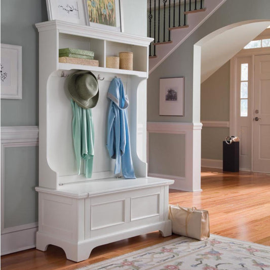 Hall Trees: White Hall Tree with Storage Bench