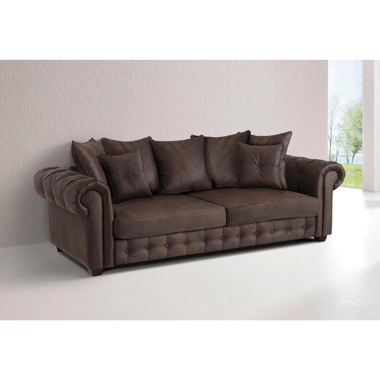 3 Seater Sofa Set:- Holly Leatherette Sofa Set (Dark Brown)