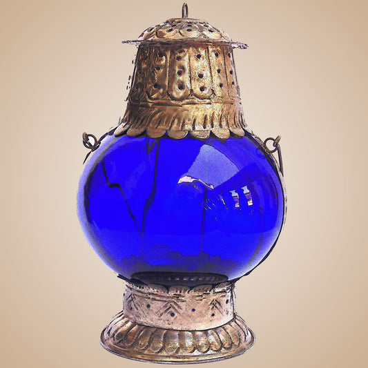 Home Decor  Blue Glass Lantern