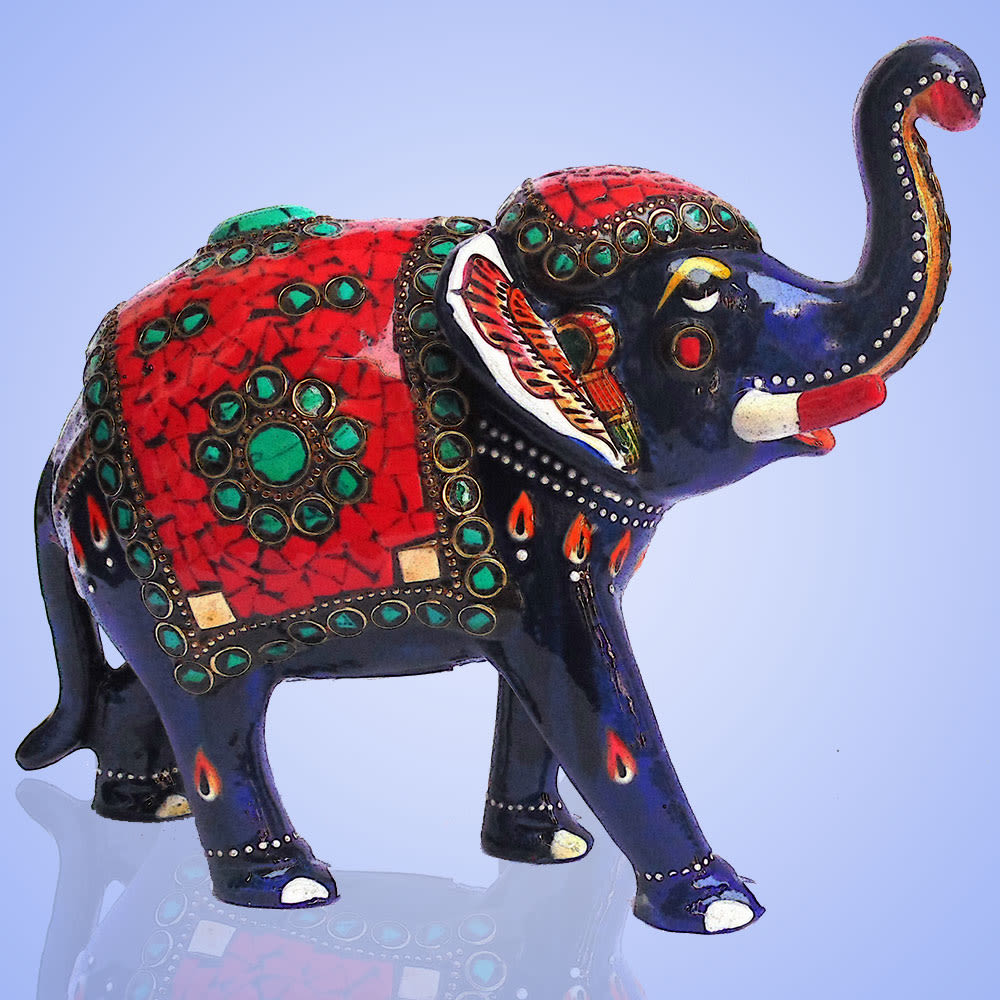 Home Decor : Elephant with Red Chip Work