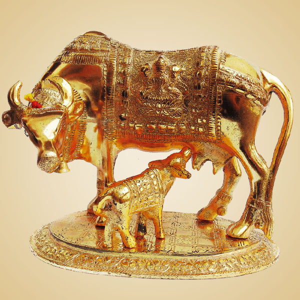 Home Decor : White Metal Cow with Calf
