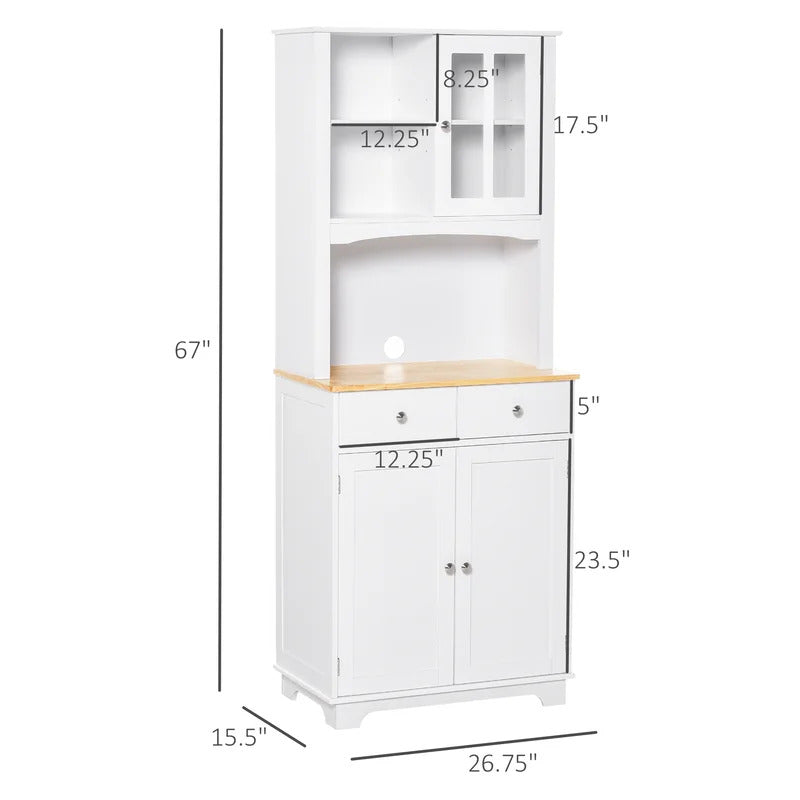 Hutch Cabinets : 67" Kitchen Pantry with Hutch/Microwave Stands