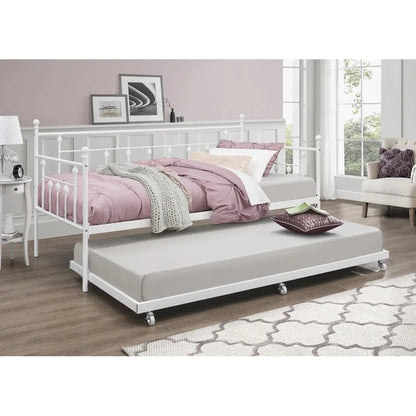 Trundle Bed: Iron Daybed with Trundle Bed