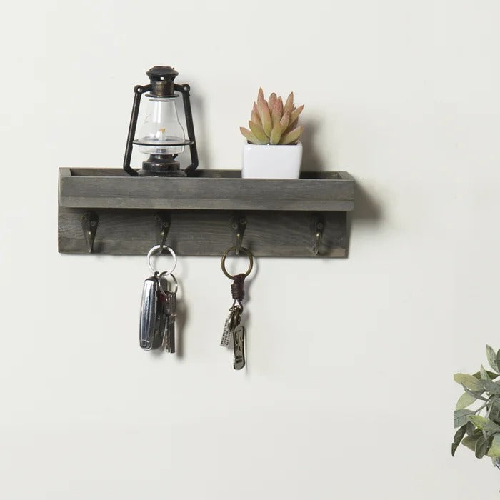 Key Holder: 10" Wall Storage Organizer with Key Hooks