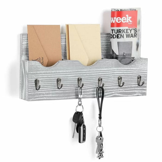 Key Holder: Wall Mail Organizer with Key Hooks