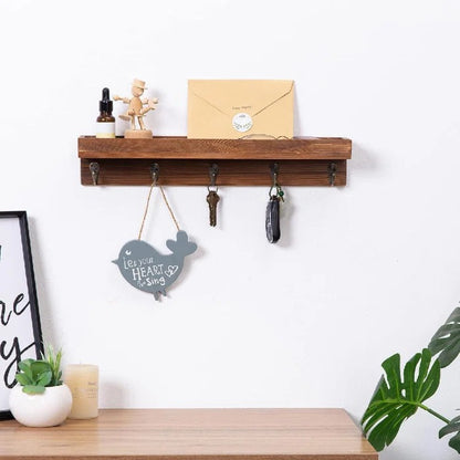 Key Holder: Wall Mounted Entryway Wall Shelf With Key Hooks