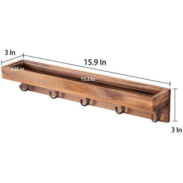 Key Holder: Wall Mounted Entryway Wall Shelf With Key Hooks