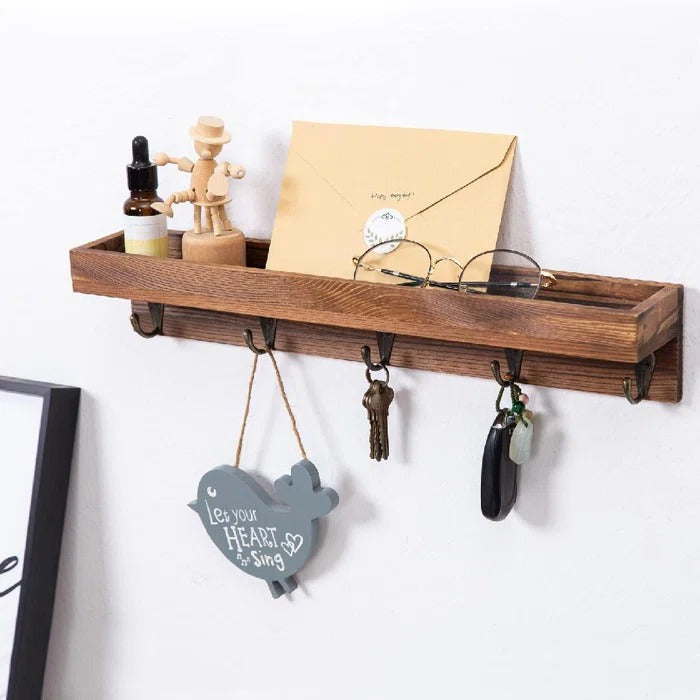 Key Holder: Wall Mounted Entryway Wall Shelf With Key Hooks