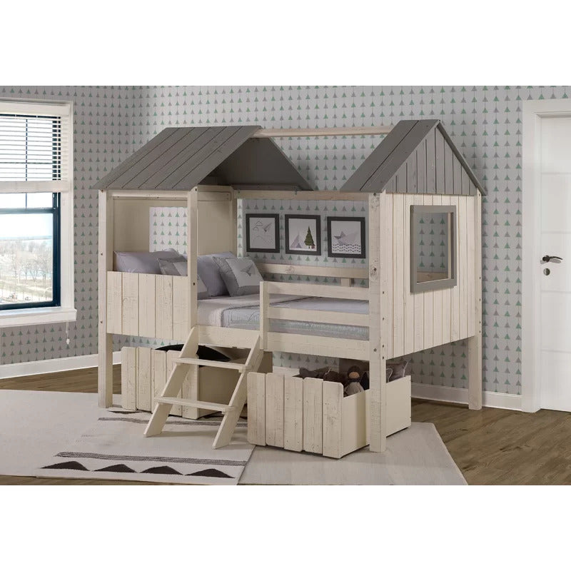 Kids Bed: Full Solid Wood Platform Loft Bed