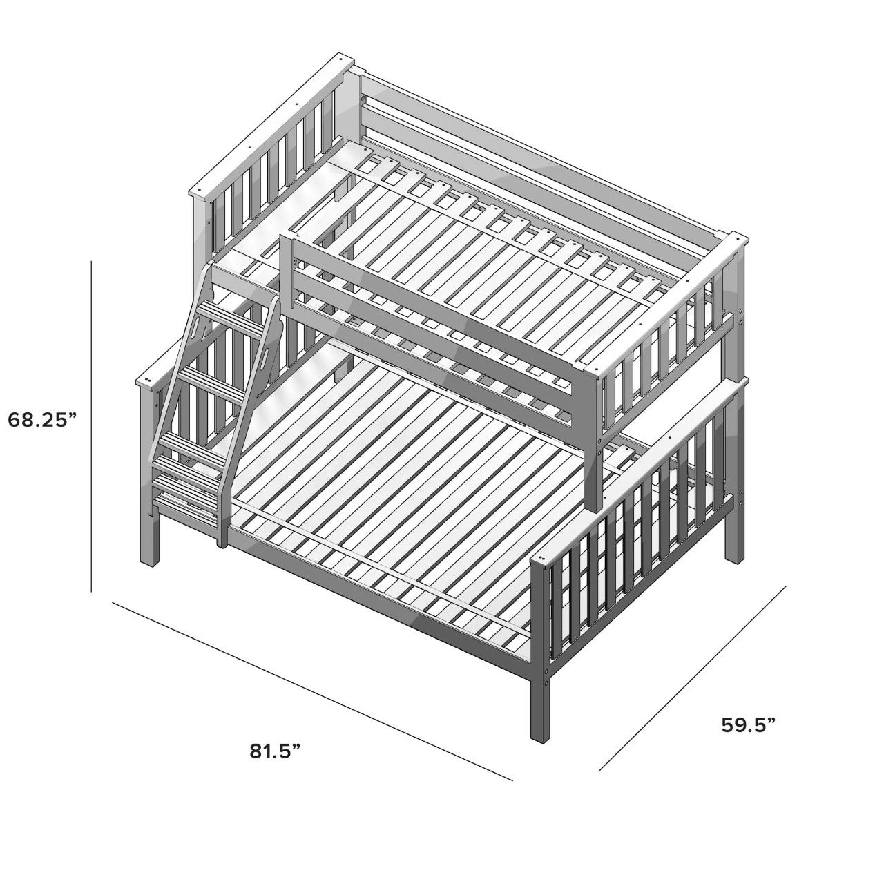 Kids Bed: Midsleeper Full Solid Wood Standard Bunk Bed