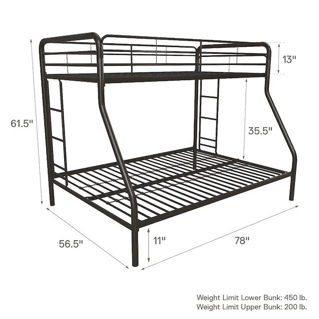 Kids Bed: Midsleeper Full Standard Metal Bunk Bed