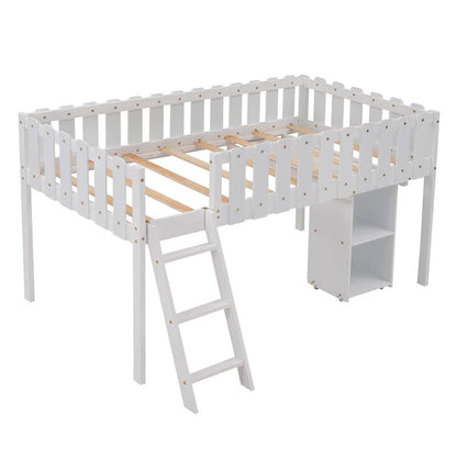 Kids Bed: Platform Loft Bed with Built-in-Desk
