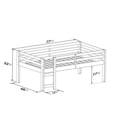 Kids Bed: Solid Wood Platform Loft Bed