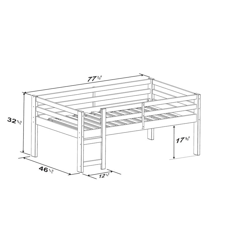 Kids Bed: Solid Wood Platform Loft Bed