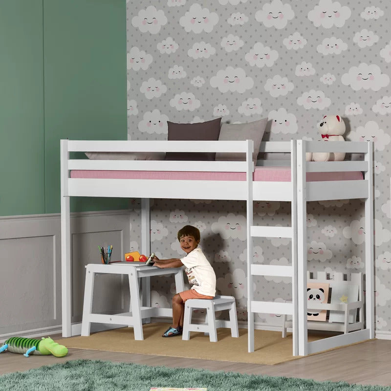 Kids Bed: Twin Solid Wood Platform Loft Bed