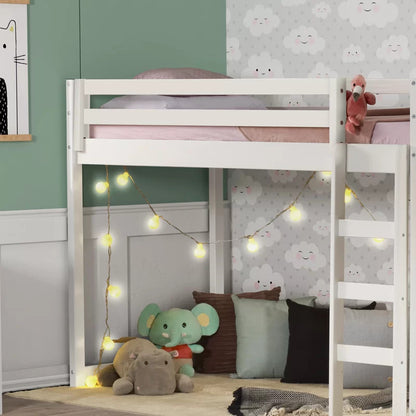 Kids Bed: Twin Solid Wood Platform Loft Bed