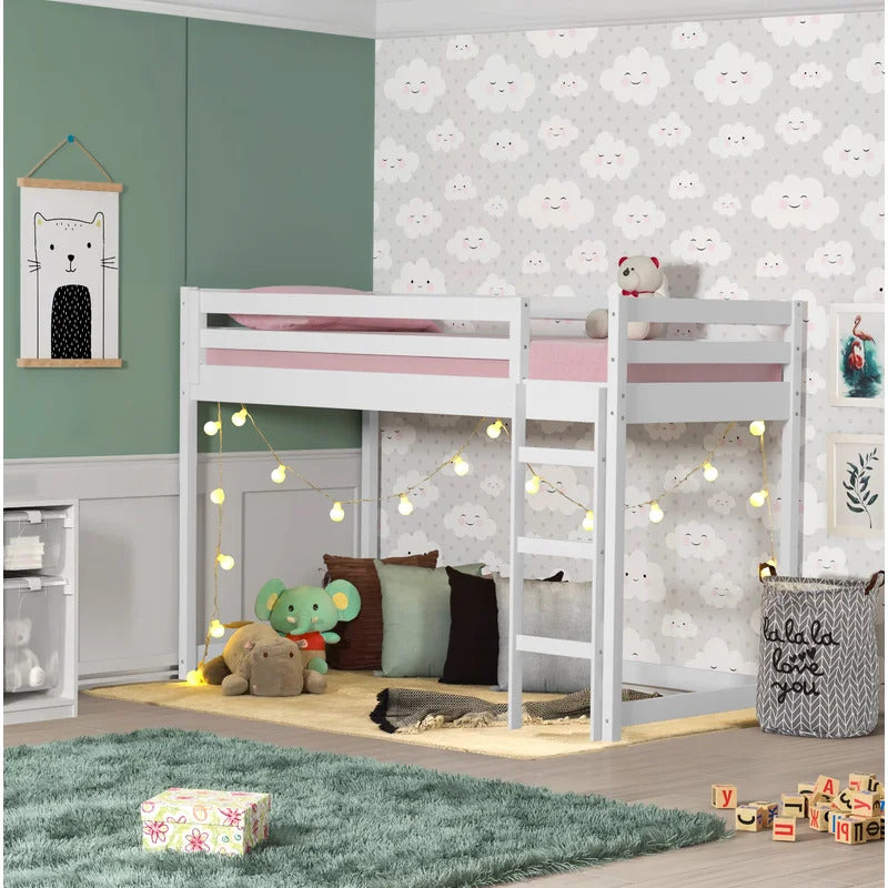 Kids Bed: Twin Solid Wood Platform Loft Bed