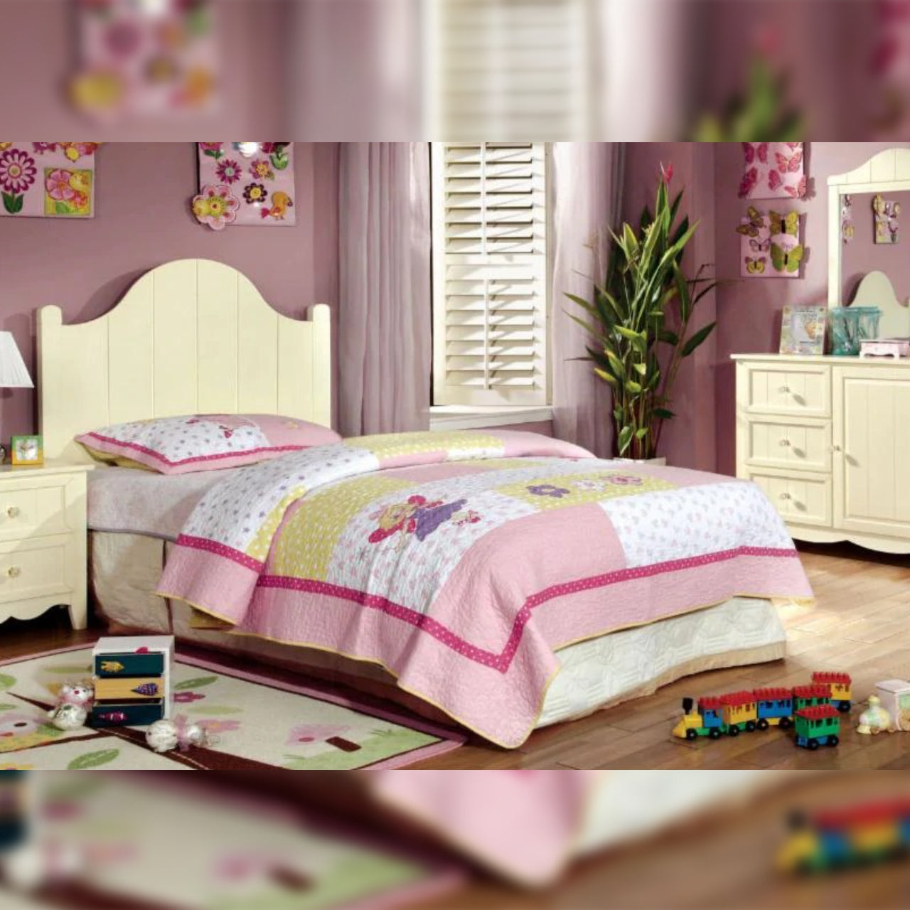 Kids Bedroom Sets 4-Piece Twin Bedroom Collection - Cream