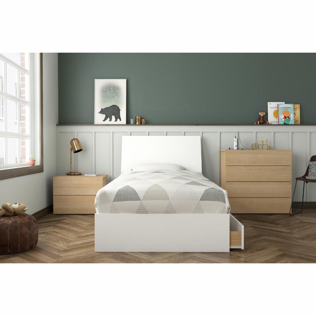 Kids Bedroom Sets: Storage Bed Set - Natural Maple and White