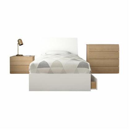 Kids Bedroom Sets: Storage Bed Set - Natural Maple and White