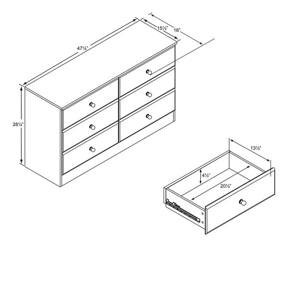 Kids Chest Of Drawers : 6 Drawer 47.25'' W Double Dresser