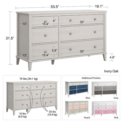 Kids Chest Of Drawers MK 6 Drawer Double Dresser