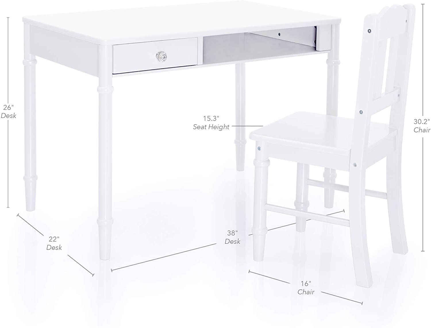 White desk outlet and chair set