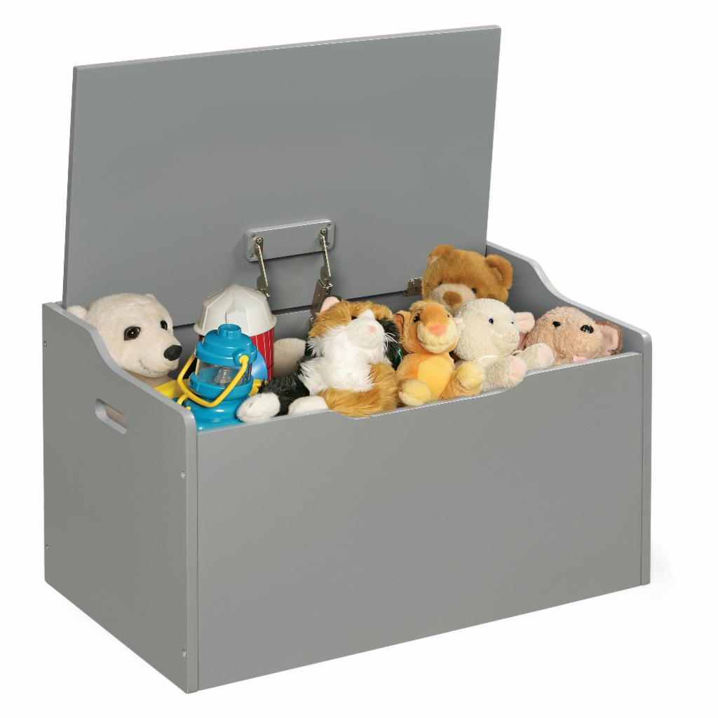 Kids Toy Storage Unit: Basket Gray Bench Top Toy Chest