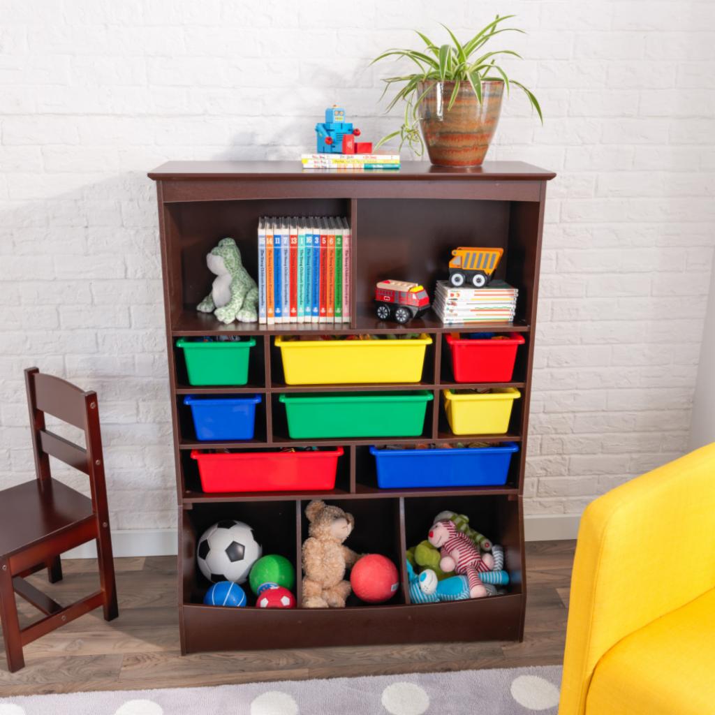 Kids Toy Storage Unit: Espresso Wall Storage Unit  