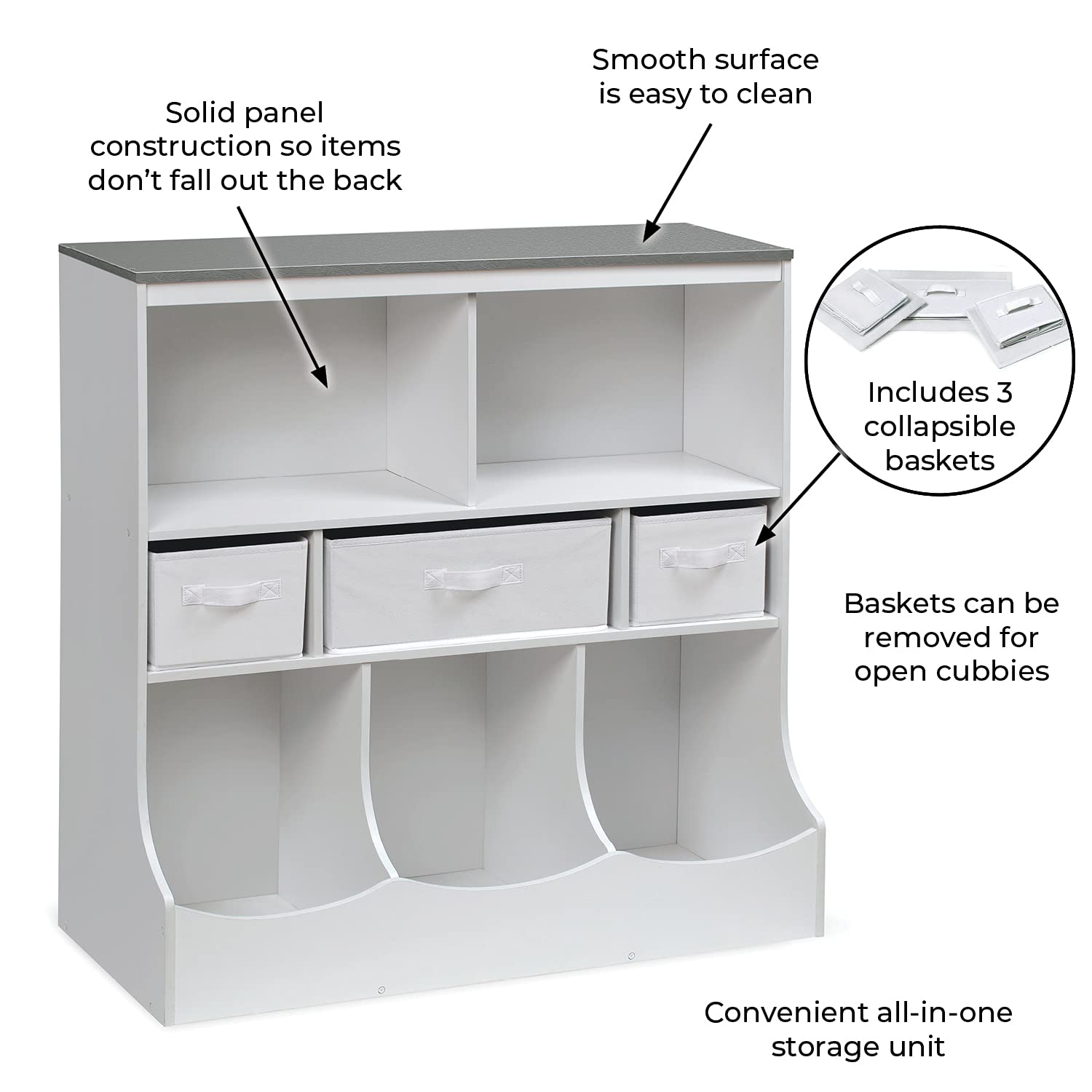 Kids Toy Storage Unit: Wood/White Toy Storage Box – GKW Retail