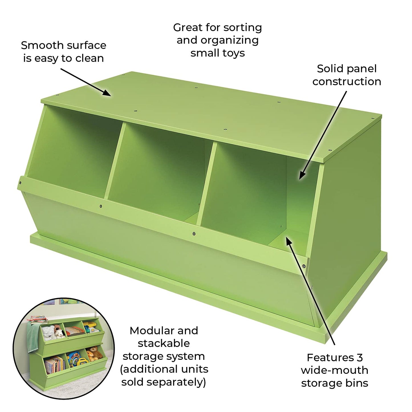 Kids Toy Storage Unit: Three Bin Storage Cubby