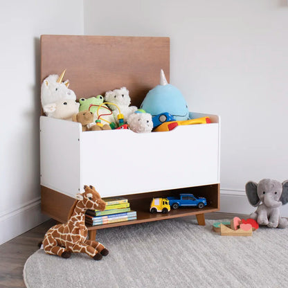 Kids Toy Storage Unit: Wood/White Toy Storage Box