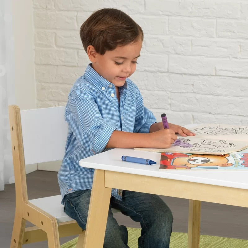 Kids Writing Table: 3 Piece Square Play / Activity Table and Chair Set