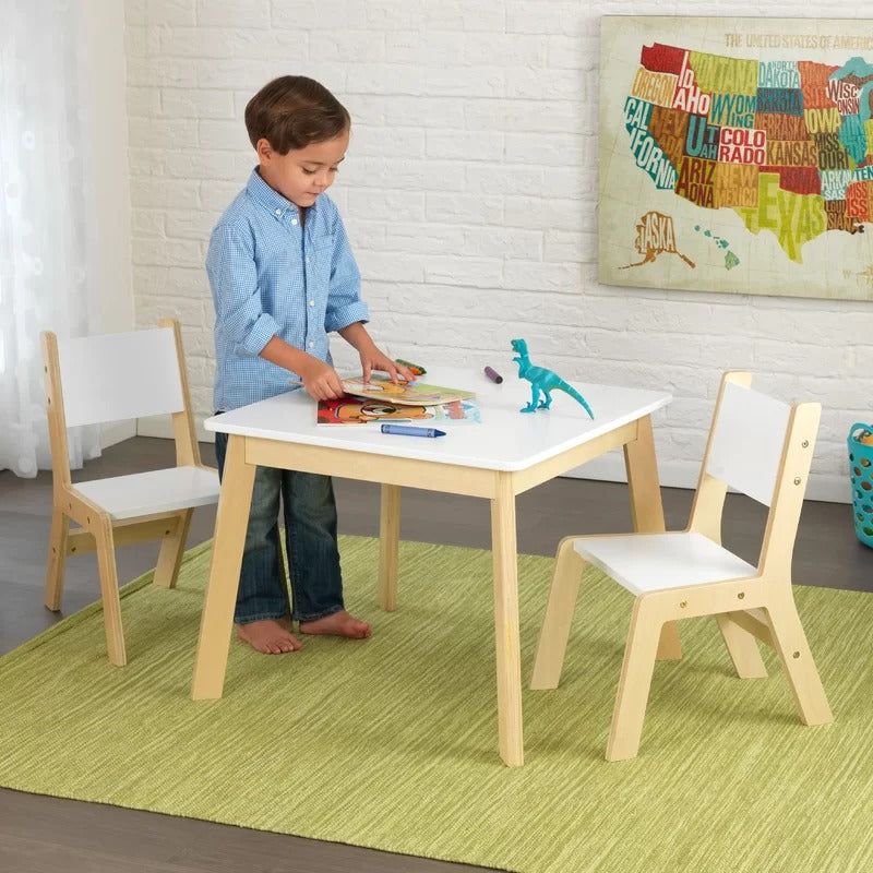 Kids Writing Table: 3 Piece Square Play / Activity Table and Chair Set