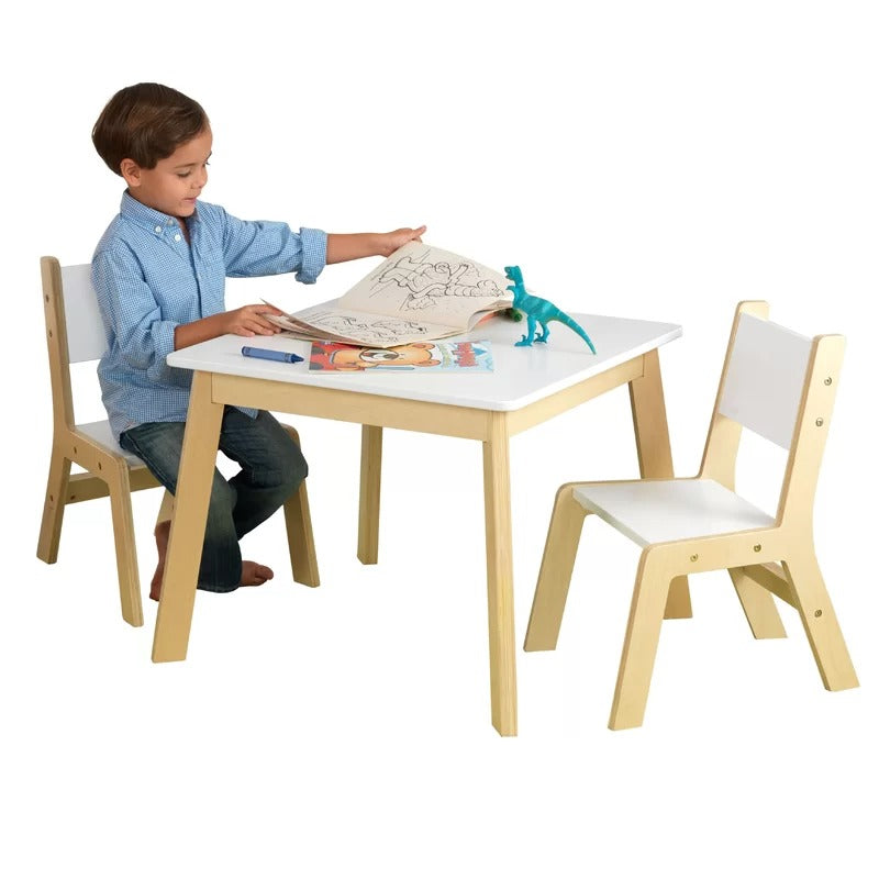 Kids Writing Table: 3 Piece Square Play / Activity Table and Chair Set