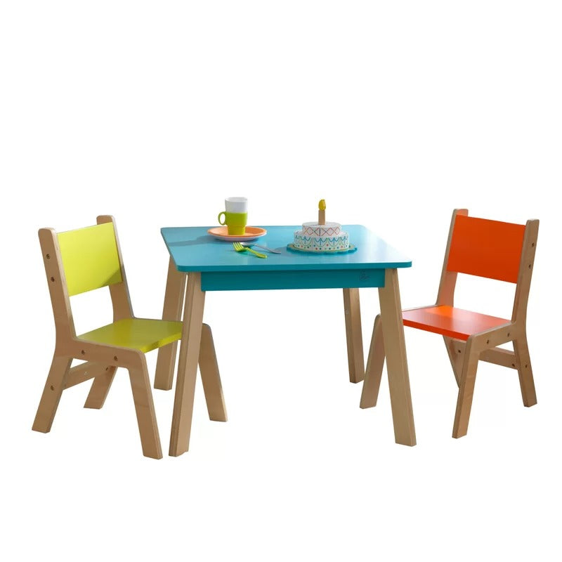 Kids Writing Table: 3 Piece Square Play / Activity Table and Chair Set