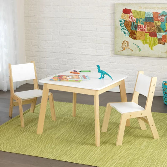 Kids Writing Table: 3 Piece Square Play / Activity Table and Chair Set