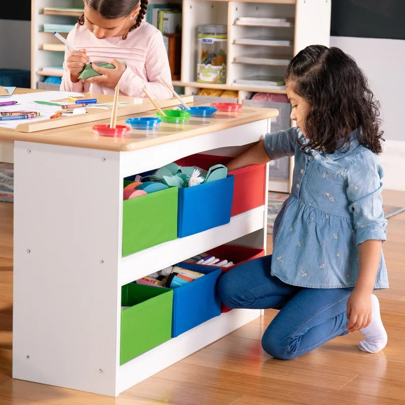 Kids Writing Table: Kids 14 Piece Rectangular Arts And Crafts Table and Chair Set