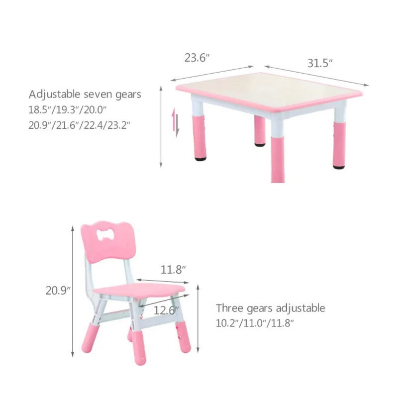 Kids Writing Table: Kids 2 Piece Rectangular and Chair Set