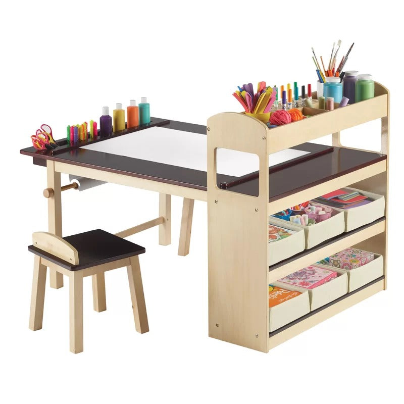 Kids Writing Table: Kids 3 Piece Rectangular Arts And Crafts Table and Chair Set