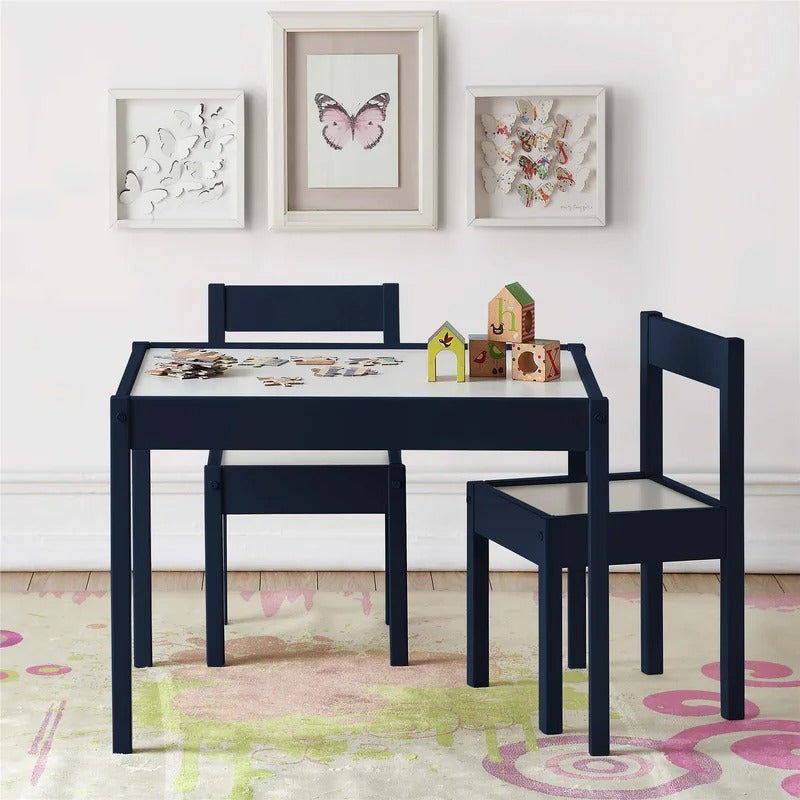 Kids Writing Table: Kids 3 Piece Rectangular and Chair Set