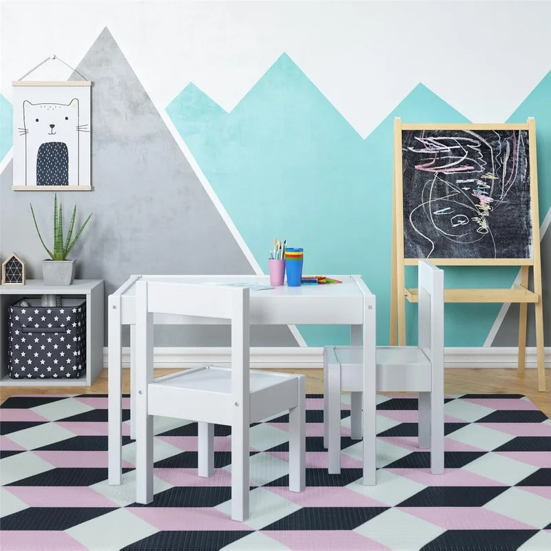 Kids Writing Table: Kids 3 Piece Rectangular and Chair Set