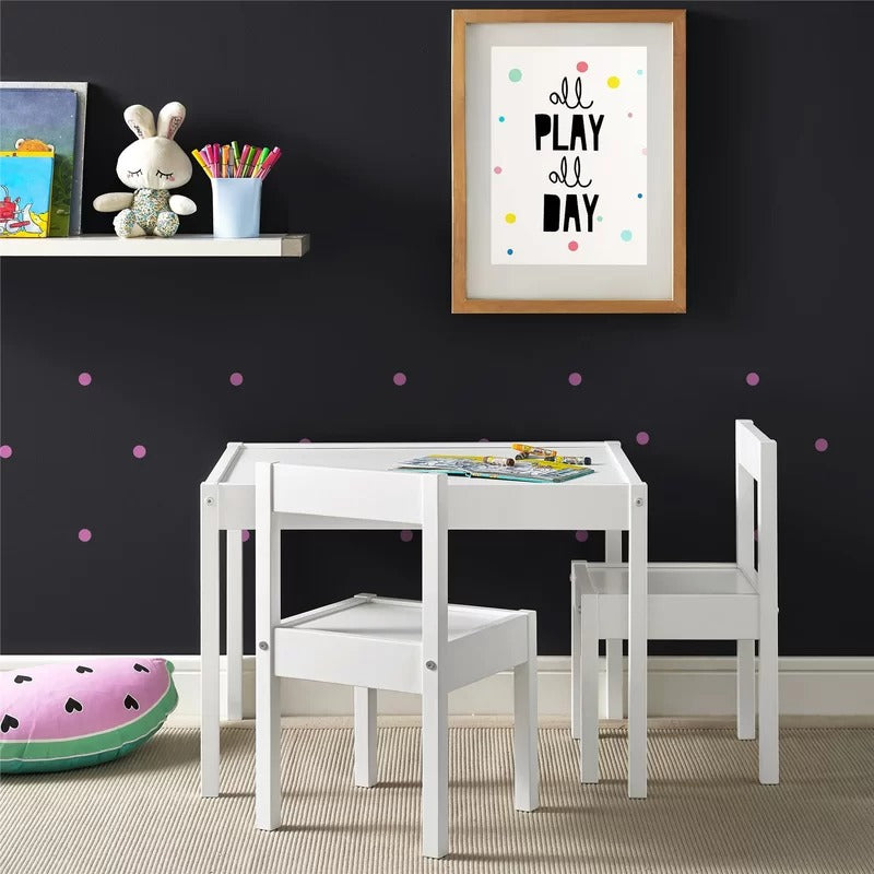 Kids Writing Table: Kids 3 Piece Rectangular and Chair Set